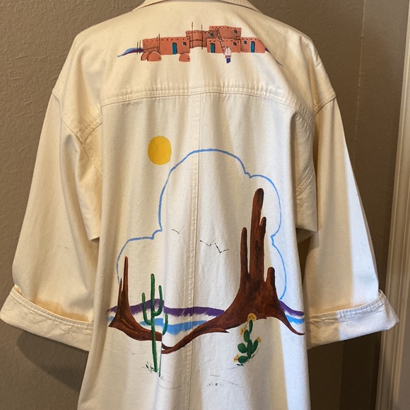 VTG Western Hand Painted Duster Coat Unique 80’s Cowgirl Yellowstone Beth Dutton - Picture 2 of 16